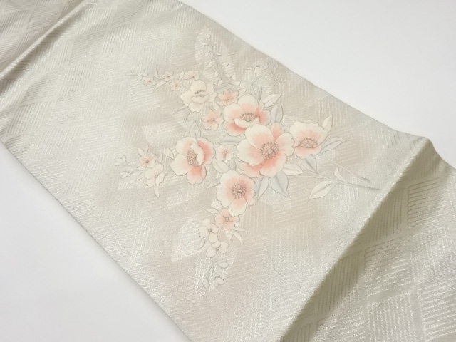 JAPANESE KIMONO / VINTAGE NAGOYA OBI / EMBROIDERY / CAMELLIA